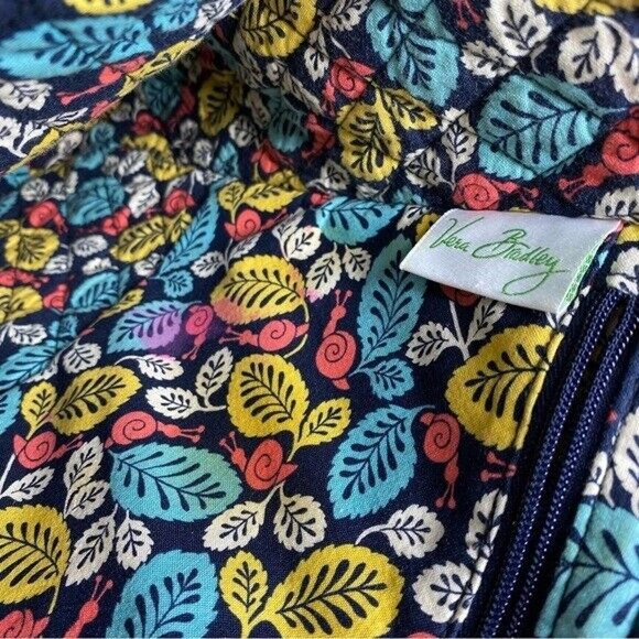 Vera Bradley Happy Snails Tall Tote Double Shoulder Strap Bag Floral W/Monogram - Picture 8 of 12